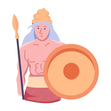 Premium Vector Minoan Warrior Character Illustration In Flat Style