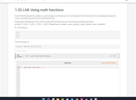 Solved Lab Using Math Functions Given Three Chegg