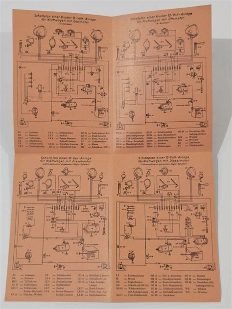 Bosch Schaltpläne für elekt Anlagen von Kraftwagen Aufgefaltet DI