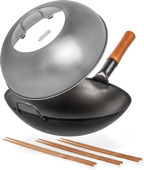 Amazon YOSUKATA Carbon Steel Wok Pan 14 Woks And Stir Fry Pans