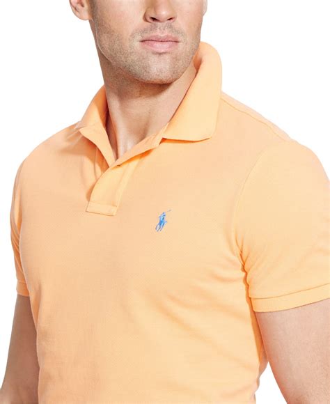 Lyst Polo Ralph Lauren Custom Fit Mesh Polo Shirt In Orange For Men