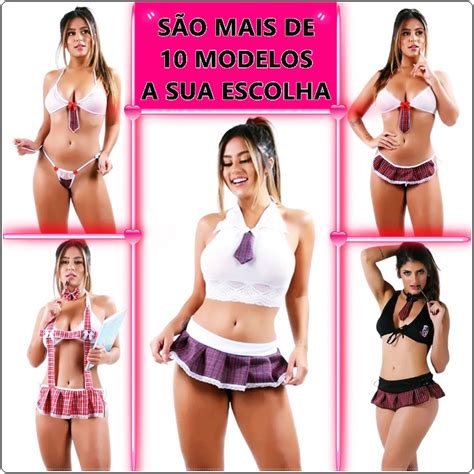 Fantasia Estudante Lingerie Sexy Mini Conjunto Fio Dental Tanga