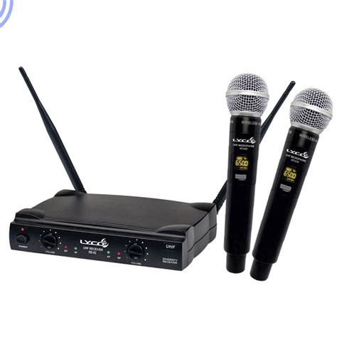 Microfone Sem fio UH02MM UHF Digital Mão Duplo XLR P10 Maleta Lyco