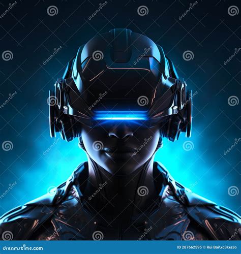 A Retro Synth Style Portrait Logo Of A Gamer Wearing A Virtual Reality