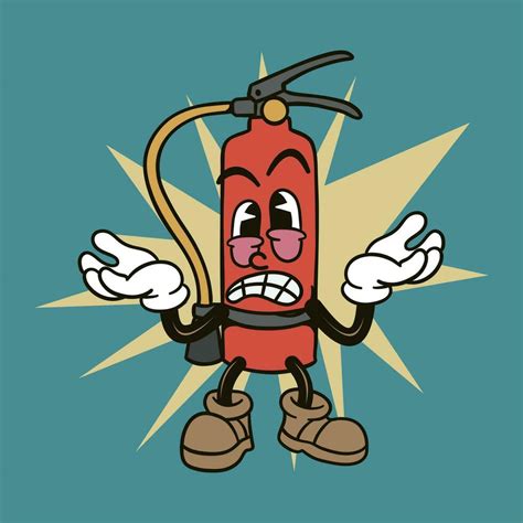 Fire Extinguisher Illustration In Retro Cartoon Style 35690373 Vector