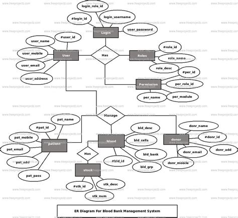 Er Diagram For Blood Bank Management System Project Sample E