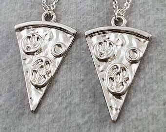 Pizza Necklace SET Of 2 Pepperoni Pizza Necklaces Rose Gold Pizza Slice