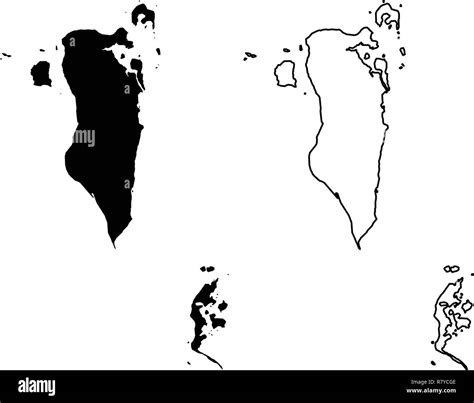 Simple sólo esquinas afiladas Mapa Reino de Bahrein el dibujo