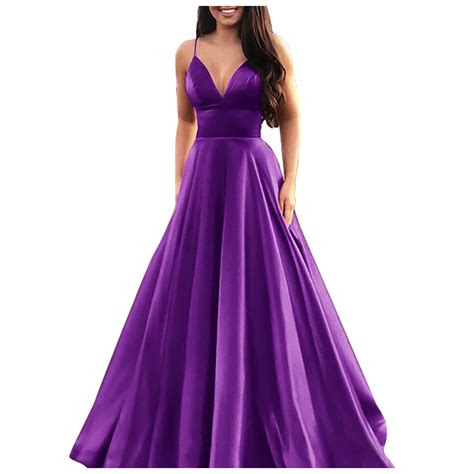 Yoeyez Plus Size Formal Dresses For Women Sexy Spaghetti Strap Deep V