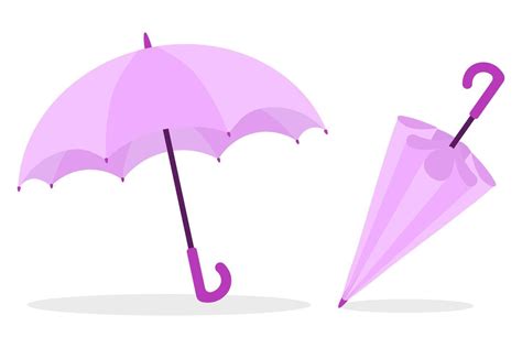 Set Of Isolated Open And Folded Purple Umbrella 41856724 Vector Art At