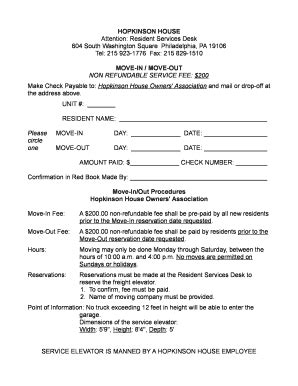 Fillable Online Move In Move Out Form Hopkinson House Document Fax