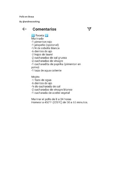 Pollo a la Brasa by Andres Cooking | PDF