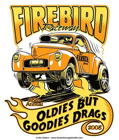 An Orange Car With Flames On It And The Words Firebird Racing Written