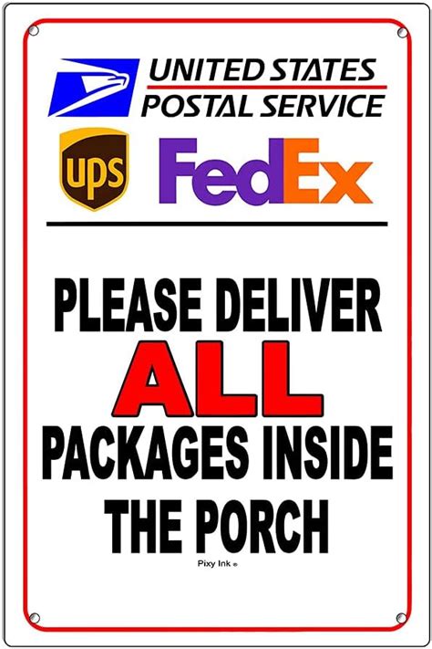 Amazon Deliver All Packages Inside The Porch Sign Metal Delivery