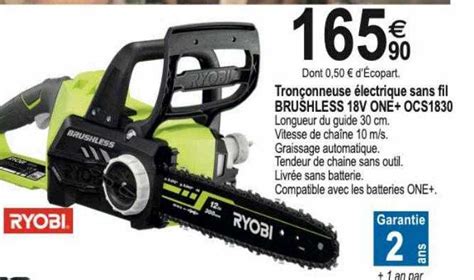 Promo Tronçonneuse électrique Sans Fil Brushless 18v One Ocs1830 Ryobi