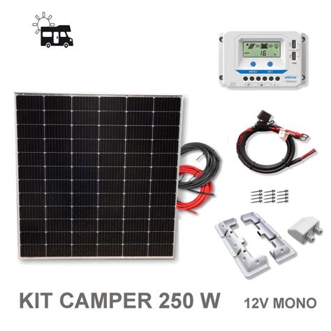 Kit 250W CAMPER 12V panel solar placa monocristalina tecnología células