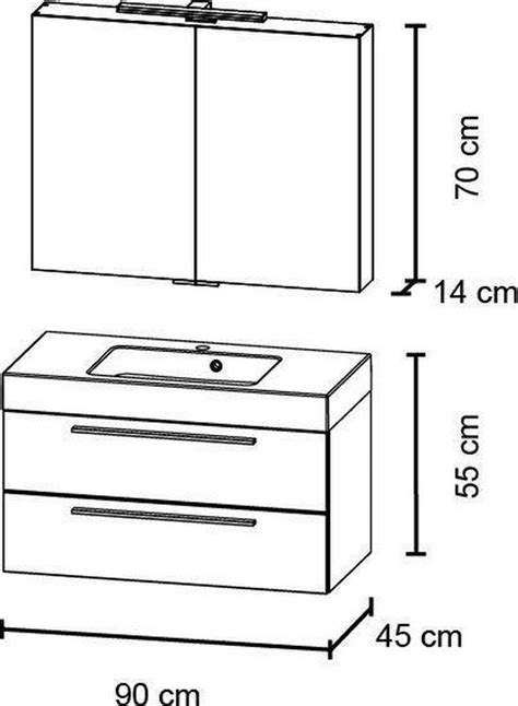 Bruynzeel Bando Set 90 Cm 2 Laden Spiegelkast Natuur Eiken Aluminium