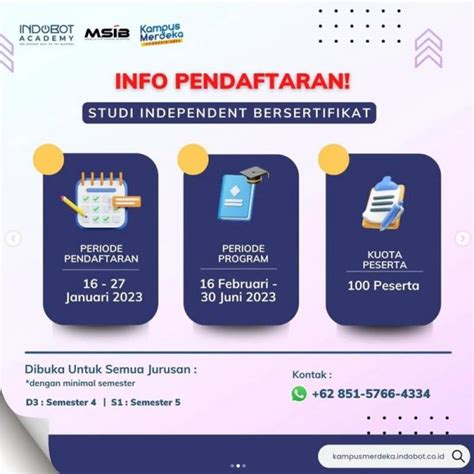 Pendaftaran Studi Independen Angkatan Tahun Dari Indobot Academy