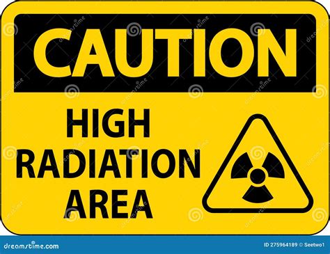 Caution High Radiation Area Sign On White Background Stock Vector