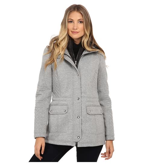 Lyst Jessica Simpson Anorak Fleece Coat With Hood In Gray