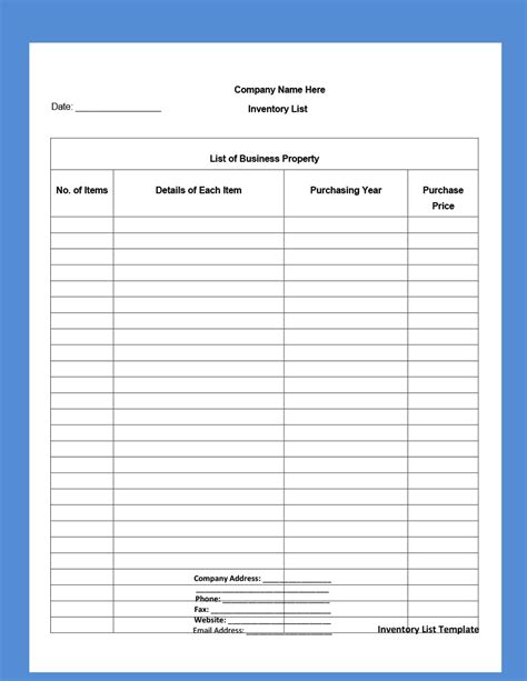 45 Printable Inventory List Templates Home Office Moving