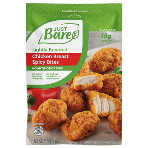 Save On Just Bare Lightly Breaded Chicken Breast Bites Spicy Order