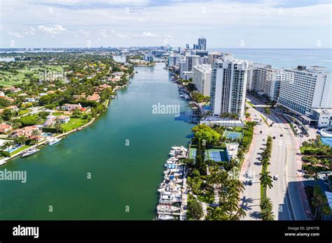 Indian Creek Atlantic Ocean Collins Avenue High Rise Condominium Buildings Hi Res Stock