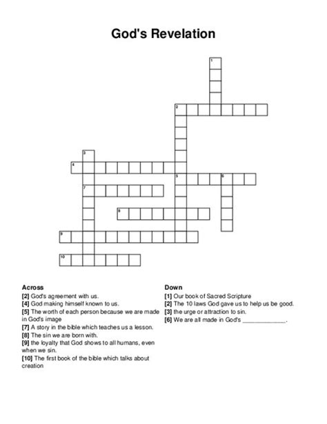 God's Revelation Crossword Puzzle