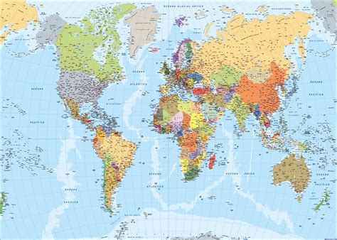 Mapa Mundo Español Mapas Para México Usa Y Canada De Pared Murales