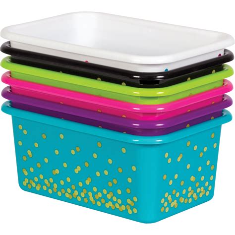 Assorted Confetti Small Plastic Storage Bins Set 6-Pack - TCR32217 ...