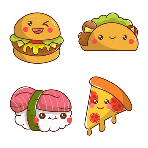 Premium Vector | 4 food cute character