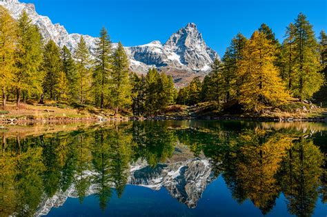 Cervino Matterhorn Mirrored On Blu License Image 71345806