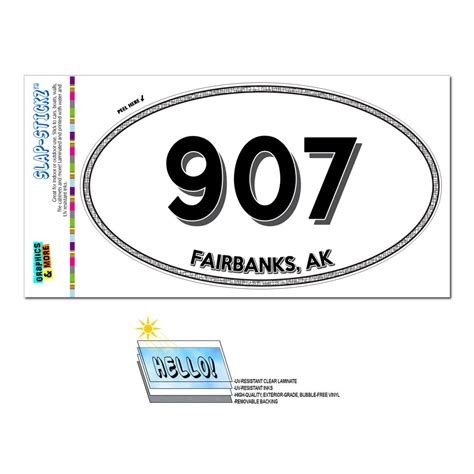 907 Fairbanks Ak Alaska Oval Area Code Sticker