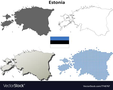 Estonia outline map set Royalty Free Vector Image