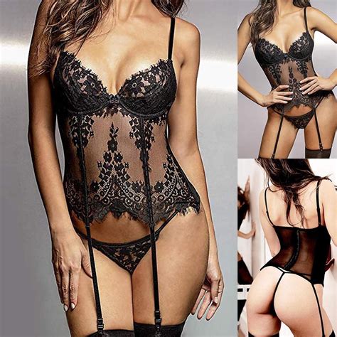 Cheap Tam Lingerie Women Babydoll Lace V Neck Mesh Sleepwear Lingerie