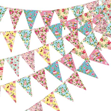 Amazon 49 Ft 60 Pcs Tea Floral Party Paper Bunting Decor Outdoor