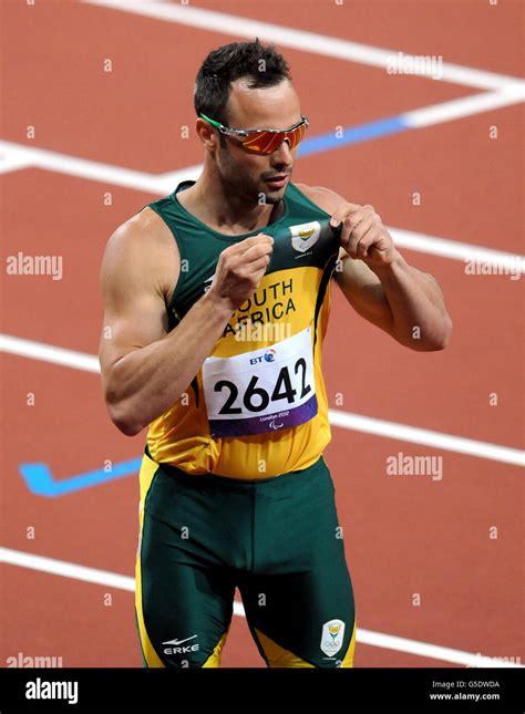 South Africa S Oscar Pistorius Celebrates Winning The Men S M T