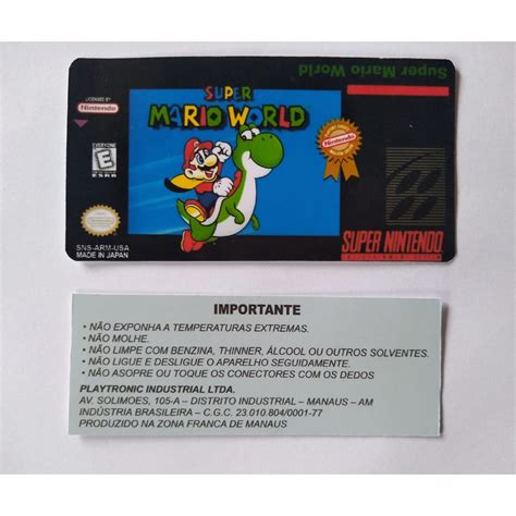 Label Etiqueta Super Mario World Frente E Verso Para Cartucho De Super