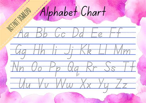 Printable Alphabet Chart Calm Watercolours ABC Chart Handwriting