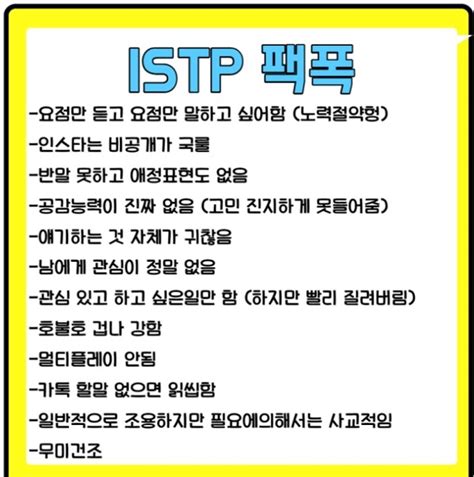 Istp 유형 모아보기 특징 성격 연애 직업 팩폭 연예인 네이버 포스트