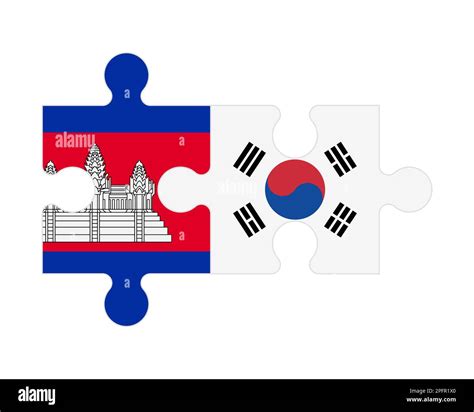 Connected Puzzle Of Flags Of Cambodia And South Korea Vector Stock