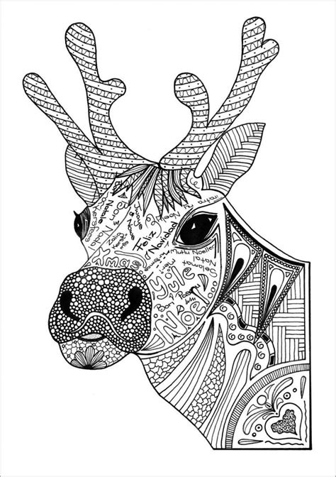 Christmas Reindeer Head Coloring Page For Adult ColoringBay