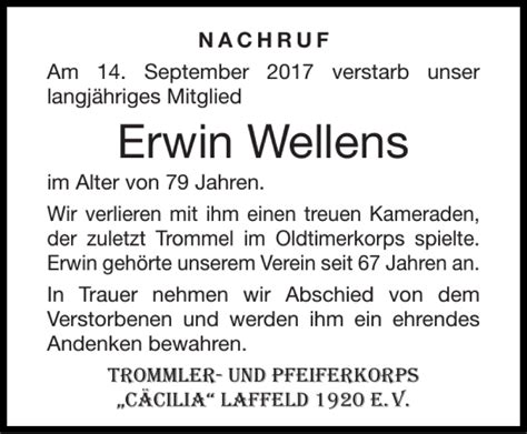 Traueranzeigen Von Erwin Wellens Aachen Gedenkt