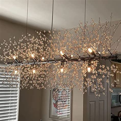 Kjlars Modern Crystal Firework Chandelier Linear Dining Room Lighting