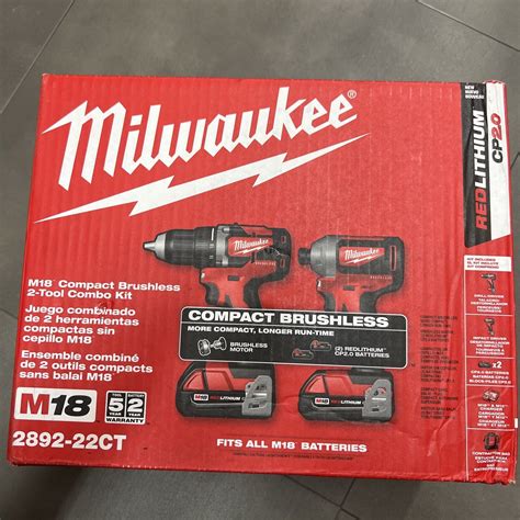 Milwaukee 2892 22ct M18 18v Compact Brushless 2 Tool Combo Kit