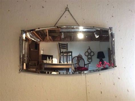 S Art Deco Chrome Surround Bevel Edged Wall Mirror With Etsy Uk