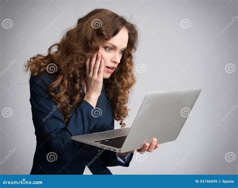 Young Woman Having Trouble With Laptop Stock Image Image Of Notebook