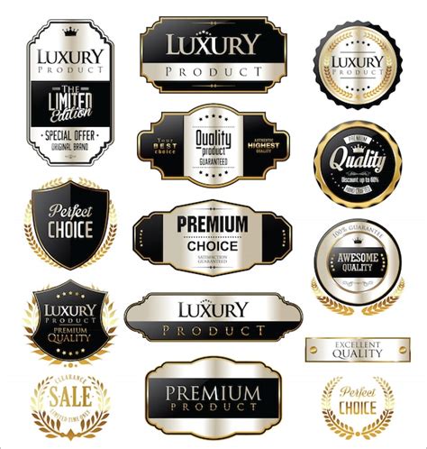 Insignias Retro De Plata Premium Y De Lujo Vector Premium