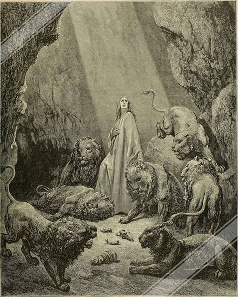 Gustave Dore Poster Daniel In The Lions Den Print From La Grand Bible