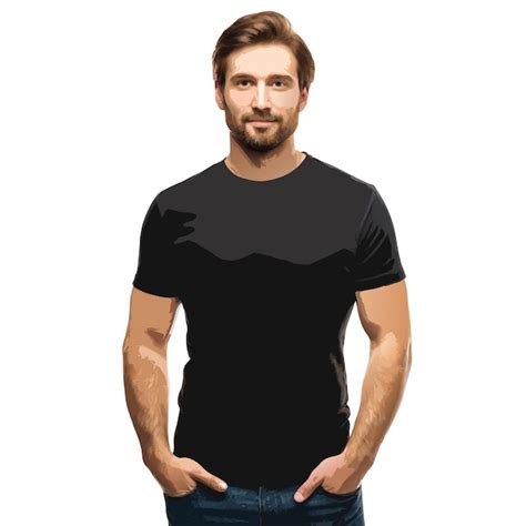 Camiseta Negra Con Maqueta De Hombre Vector Premium